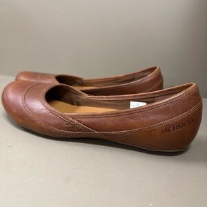 Merrell Women’s Cognac Leather Slip-On Flats